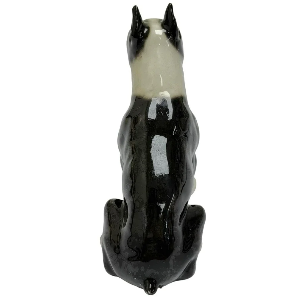 Vintage Boston Terrier Dog Puppy Ceramic Figurine Sticking Tongue Out 5.5